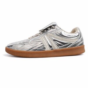 Steve Madden Madrid Womens Metallic Silver Sneakers Casual Shoes, Size 9.5 US